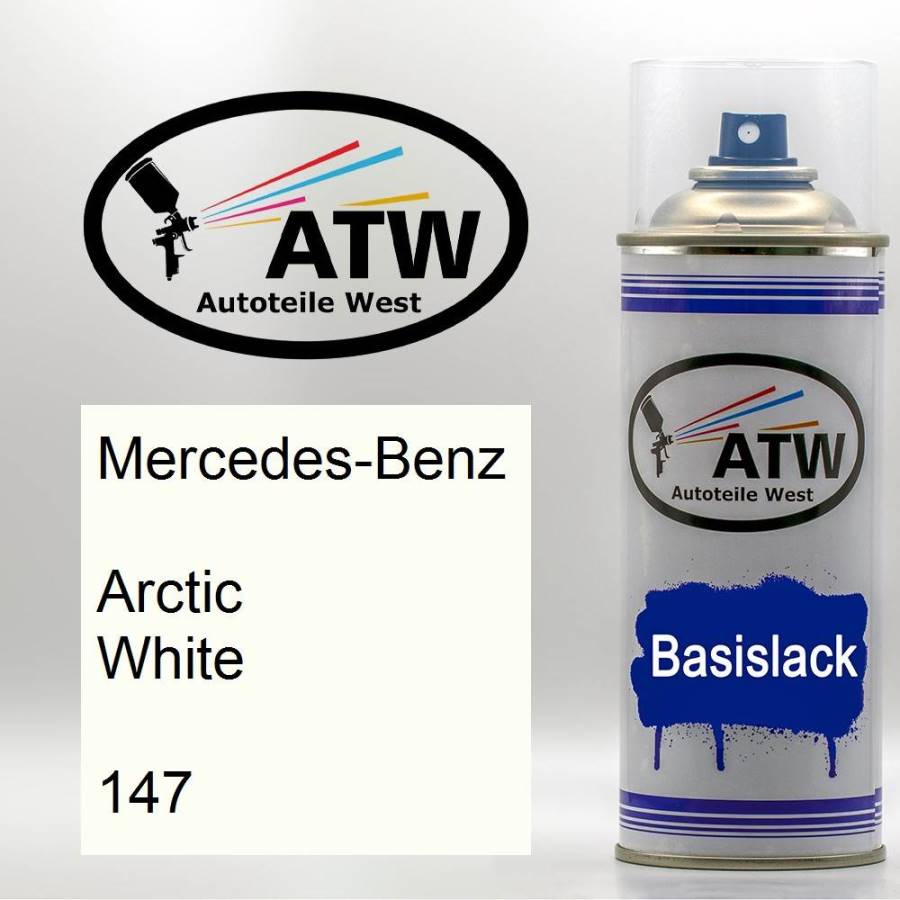 Mercedes-Benz, Arctic White, 147: 400ml Sprühdose, von ATW Autoteile West.